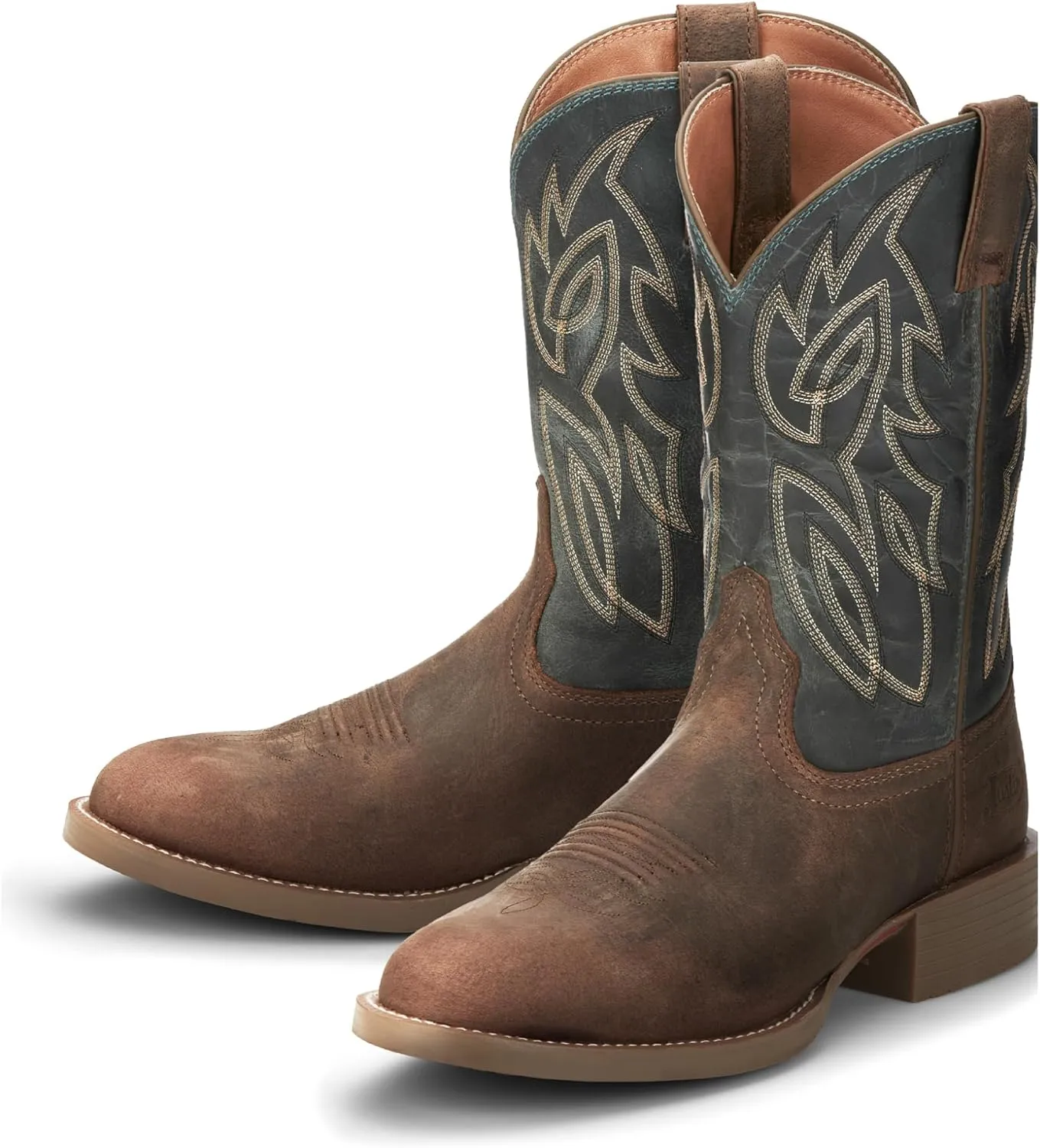 Justin Rendon 11" Western Boot - Men's Round Toe, Cowhide, Removable Orthotic Insole, Slip-Resistant Rubber Outsole, Barnwood - 8 D