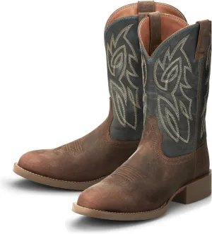 Justin Rendon 11" Western Boot - Men's Round Toe, Cowhide, Removable Orthotic Insole, Slip-Resistant Rubber Outsole, Barnwood - 8 D