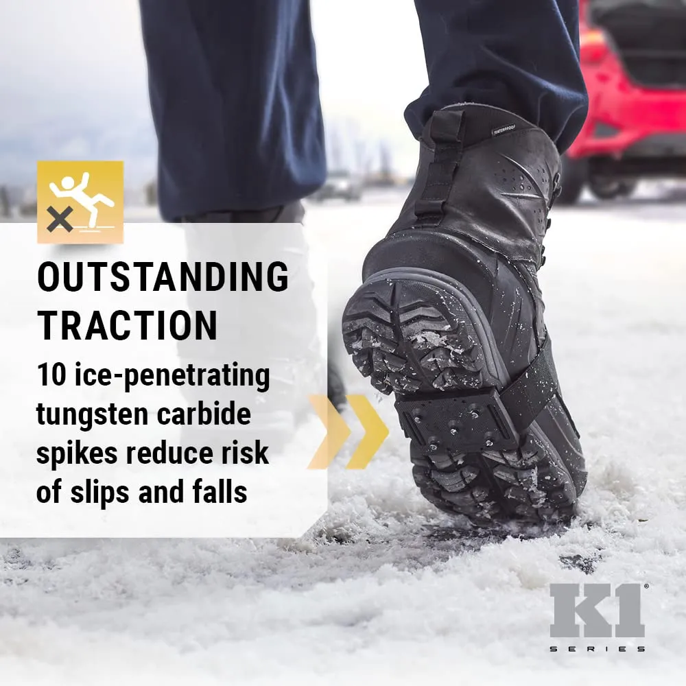 K1 Mid-Sole Ice Cleats for Men & Women - Rotatable Traction Aids For Winter Snow - Original Profile - Black