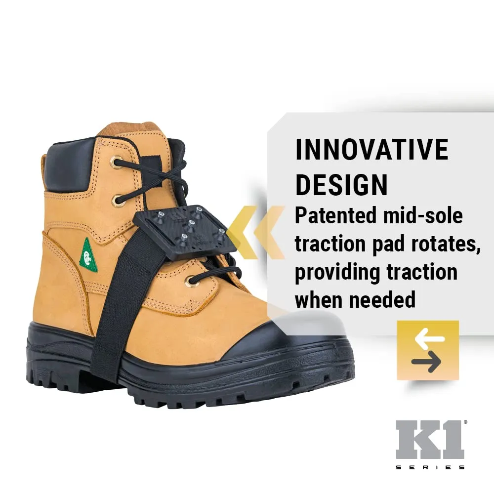 K1 Mid-Sole Ice Cleats for Men & Women - Rotatable Traction Aids For Winter Snow - Original Profile - Black
