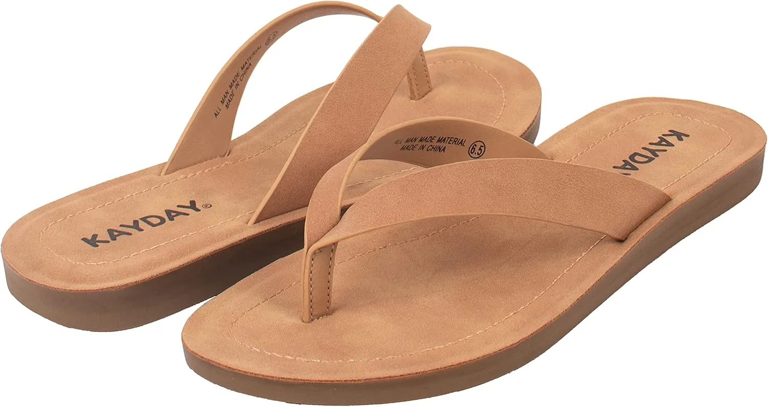 KAYDAY Womens Flip Flop Sandals Basic Thongs Flats EARL