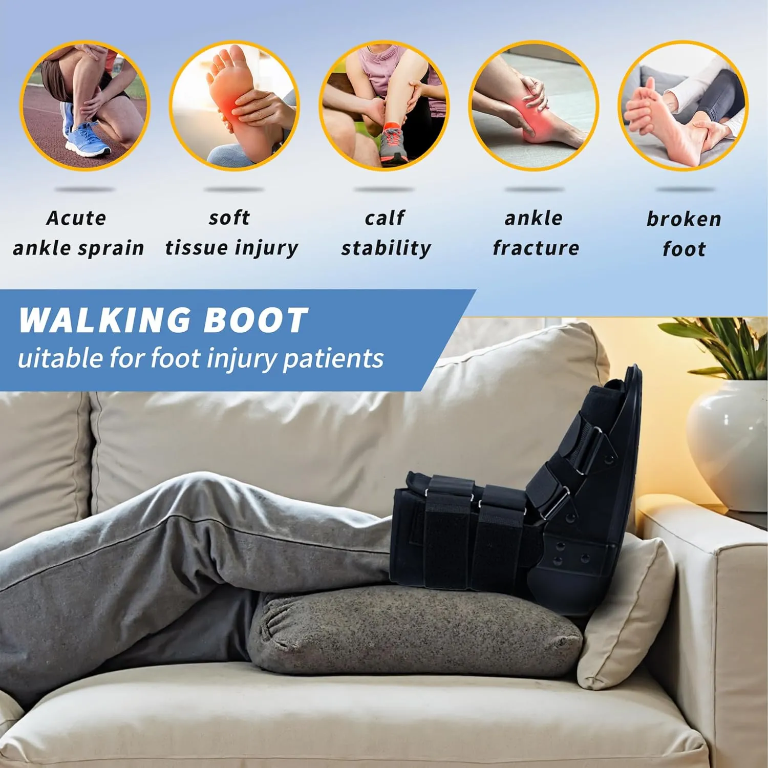 kefit Walking Boot, Orthopedic Boot Fracture Boot for Sprained Ankle, Broken Foot, Achilles Tendonitis,X-Large, Black