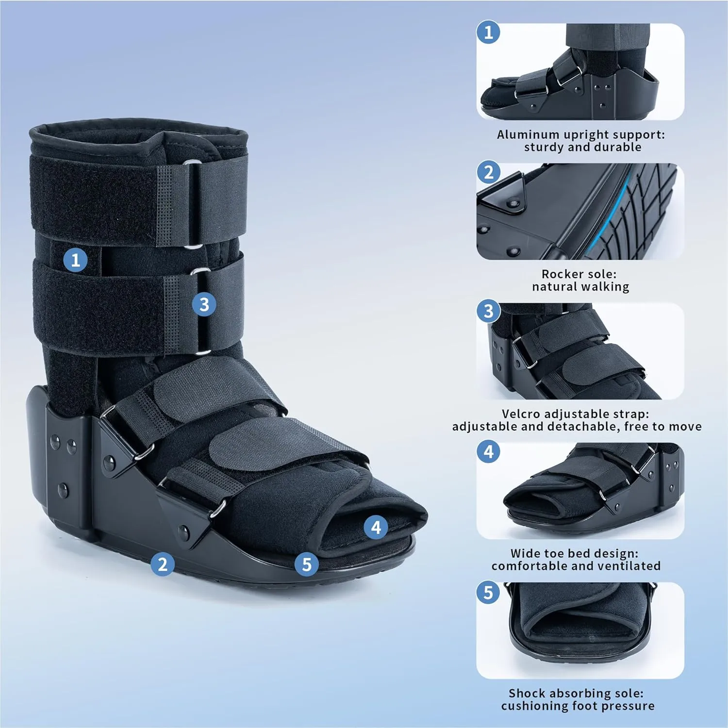 kefit Walking Boot, Orthopedic Boot Fracture Boot for Sprained Ankle, Broken Foot, Achilles Tendonitis,X-Large, Black