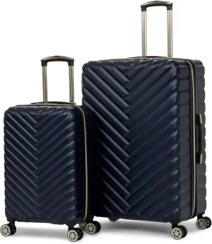 Kenneth Cole REACTION Madison Square Lightweight Hardside Chevron Expandable Spinner Luggage, Navy, 2-Piece Set (20" & 28")