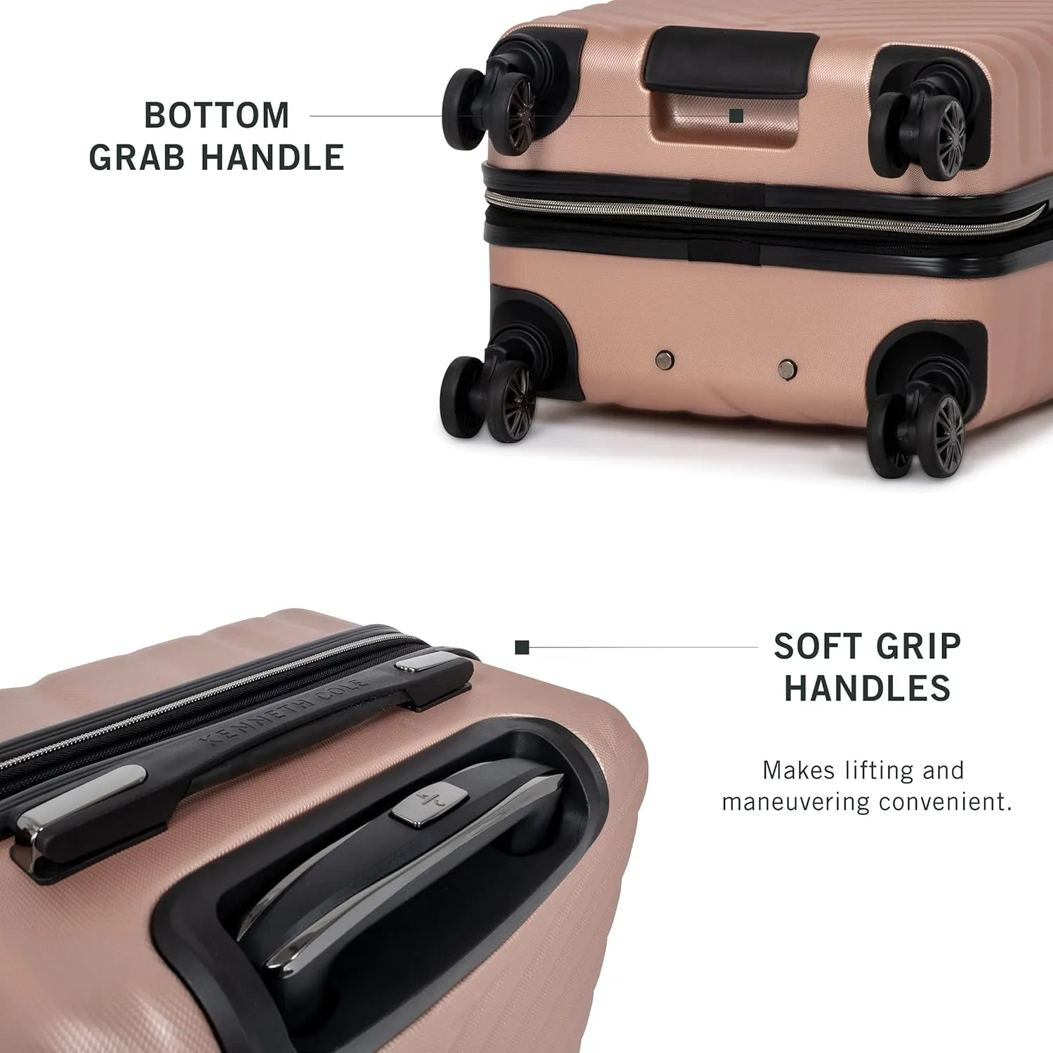 Kenneth Cole REACTION Madison Square Lightweight Hardside Chevron Expandable Spinner Luggage, Rose Gold, 2-Piece Set (20" & 28")