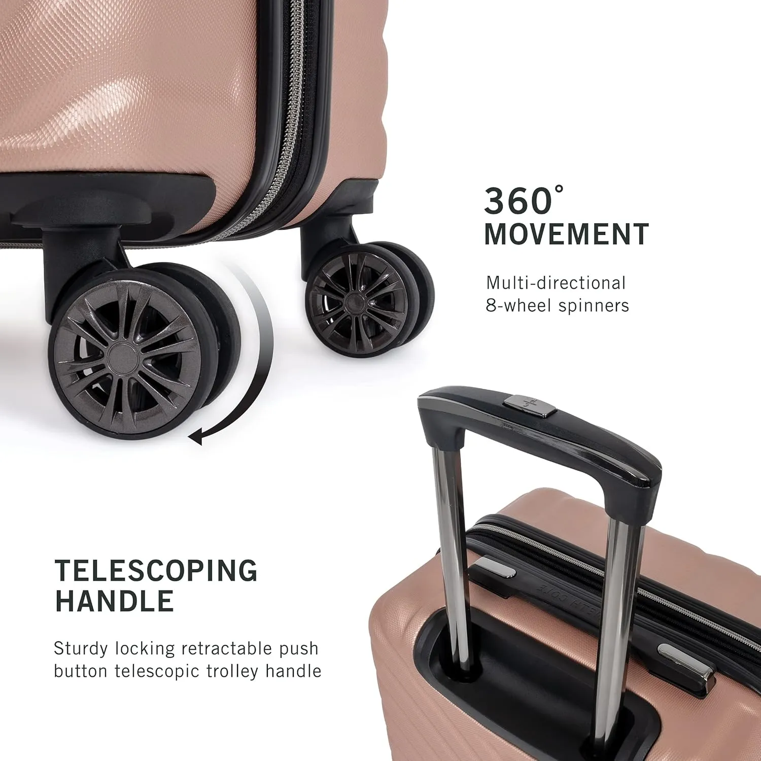 Kenneth Cole REACTION Madison Square Lightweight Hardside Chevron Expandable Spinner Luggage, Rose Gold, 2-Piece Set (20" & 28")
