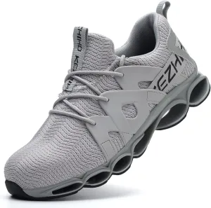 Kezhiho Steel Toe Shoes for Men Women Cushion Comfortable Work Shoes Lightweight Breathable Sneakers Slip Resistant Indestructible Construction Industrial Safety Shoes