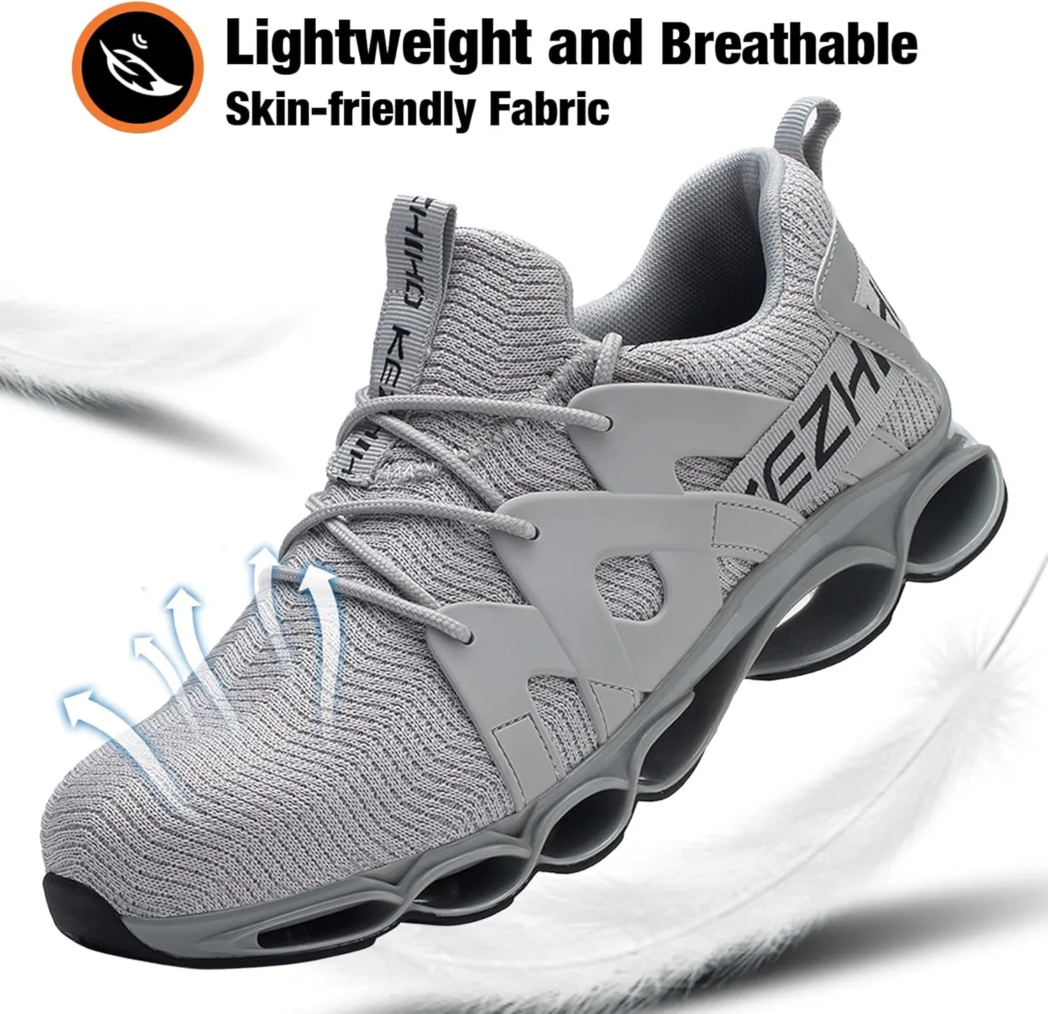 Kezhiho Steel Toe Shoes for Men Women Cushion Comfortable Work Shoes Lightweight Breathable Sneakers Slip Resistant Indestructible Construction Industrial Safety Shoes