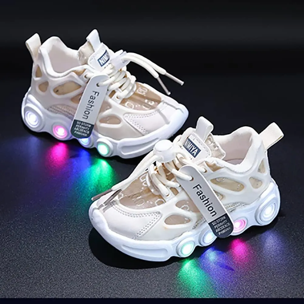 Kids Breathable Mesh Flashing Sneakers Outdoor Led Light Up Shoes for Boys Girls