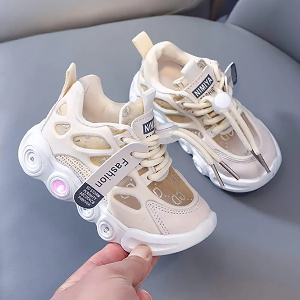 Kids Breathable Mesh Flashing Sneakers Outdoor Led Light Up Shoes for Boys Girls