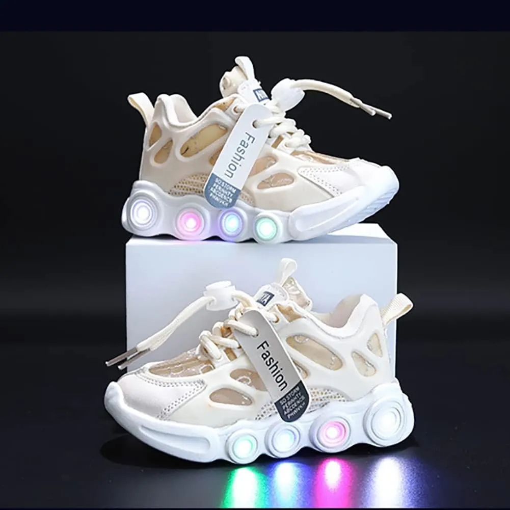 Kids Breathable Mesh Flashing Sneakers Outdoor Led Light Up Shoes for Boys Girls