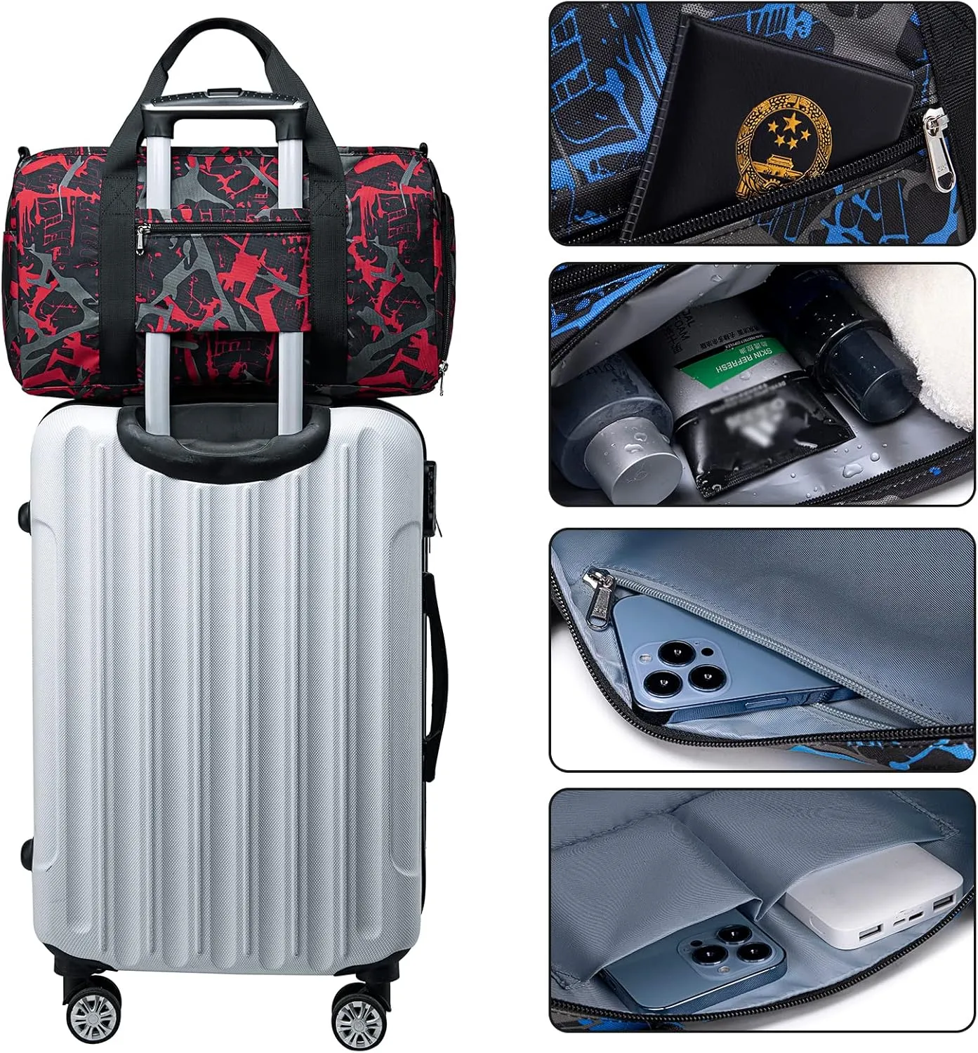 Kids Overnight Duffle Sport Gym Gag with Shoe Compartment & Wet Pocket Luminous Small Sleepover bag Carry on Weekender Travel Tote for Kids Boys Girls