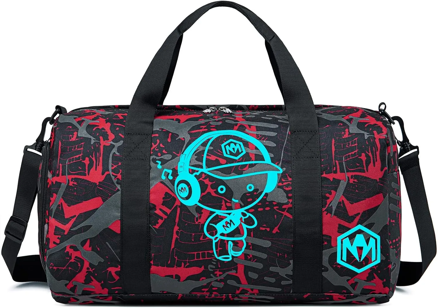 Kids Overnight Duffle Sport Gym Gag with Shoe Compartment & Wet Pocket Luminous Small Sleepover bag Carry on Weekender Travel Tote for Kids Boys Girls