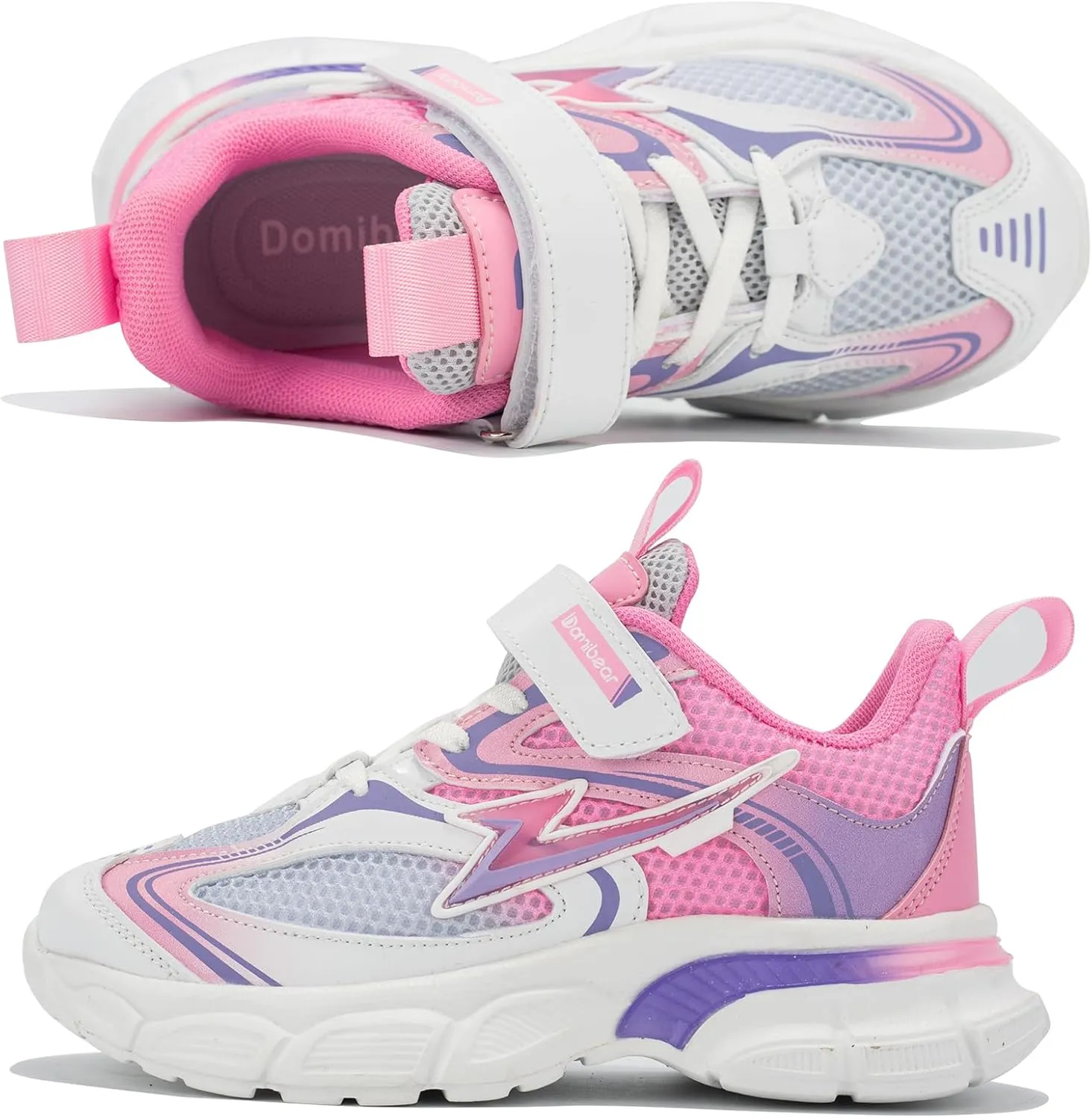 Kids Sneakers for Boys Girls Mesh Breathable Running Shoes Hook and Loop Lightweight Athletic Casual Shoes
