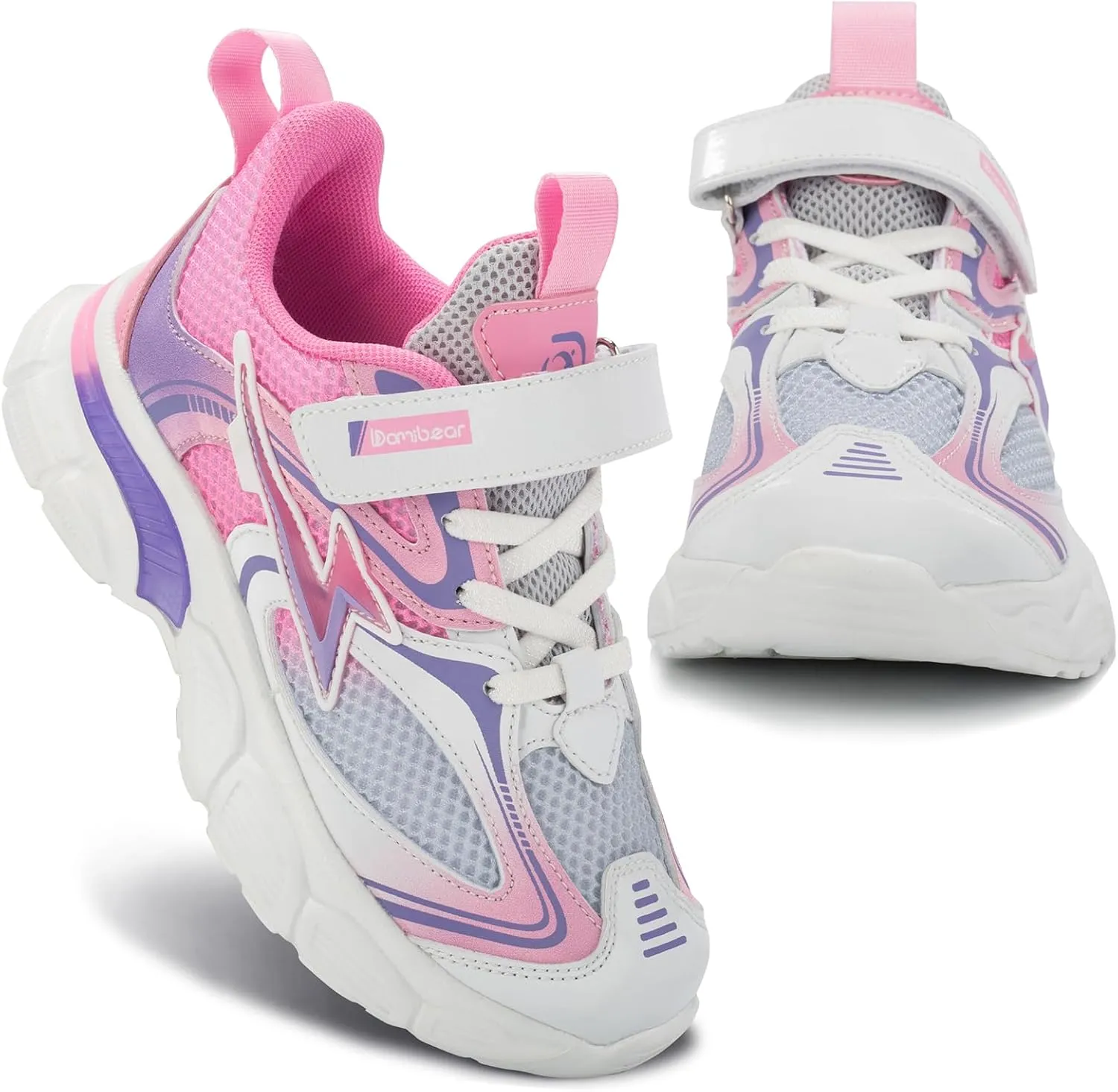 Kids Sneakers for Boys Girls Mesh Breathable Running Shoes Hook and Loop Lightweight Athletic Casual Shoes