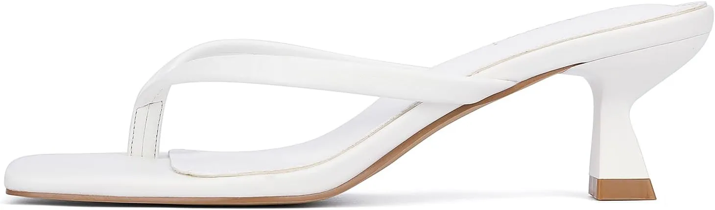 Kitten Flip Flop Thong Low Heels for Women Square Open Toe Slip On Heeled Sandals