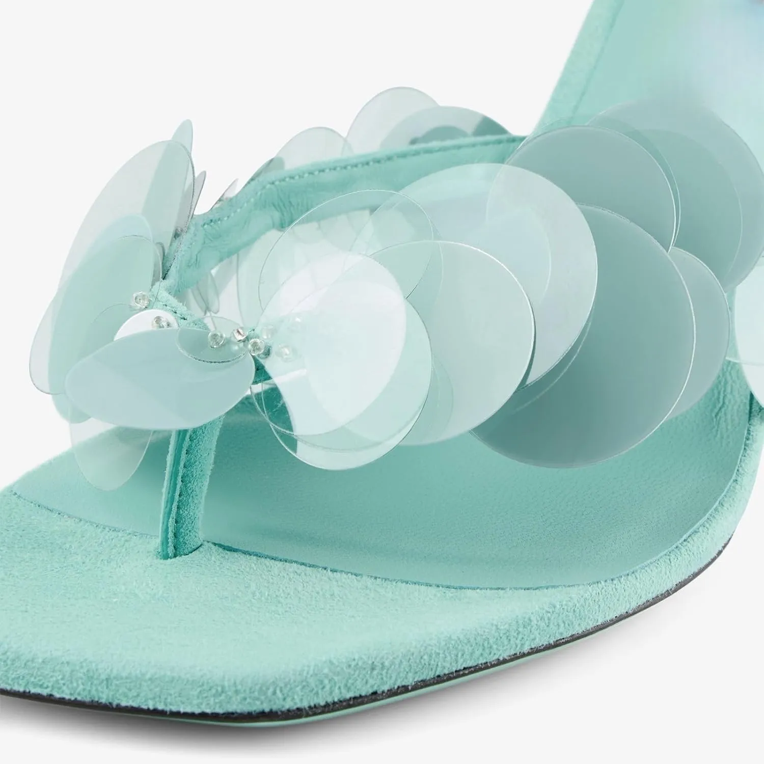 Kitten Heel Sandals for Women with Sequin Detailing Comfortable Slip on Open Toe Flip Flop Heel Thong Sandal Casual Summer Dressy Prom Shoes