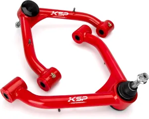 KSP Front Upper Control Arms for Silverado Sierra 1999-2006, 2-4" Adjustable Tubular A-Arm Replacement Factory/Stock Suspension Arms UCA After 2-4 inches Lift On Chevy GMC 4WD 4X4 RWD, 2PCS Red