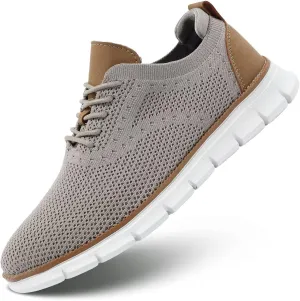 Kundork Men's Casual Dress Shoes Comfort Walking Shoes Mesh Knit Lightweight Breathable Sneakers