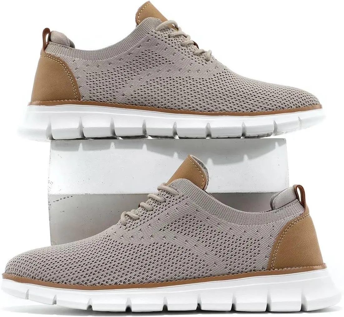 Kundork Men's Casual Dress Shoes Comfort Walking Shoes Mesh Knit Lightweight Breathable Sneakers