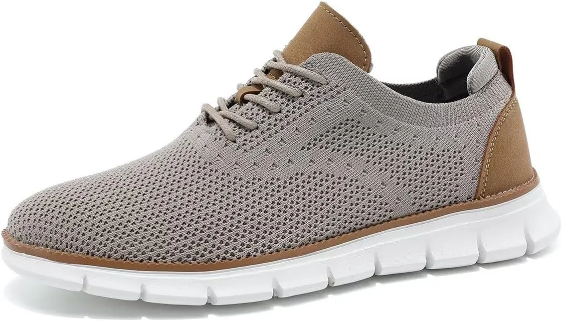 Kundork Men's Casual Dress Shoes Comfort Walking Shoes Mesh Knit Lightweight Breathable Sneakers