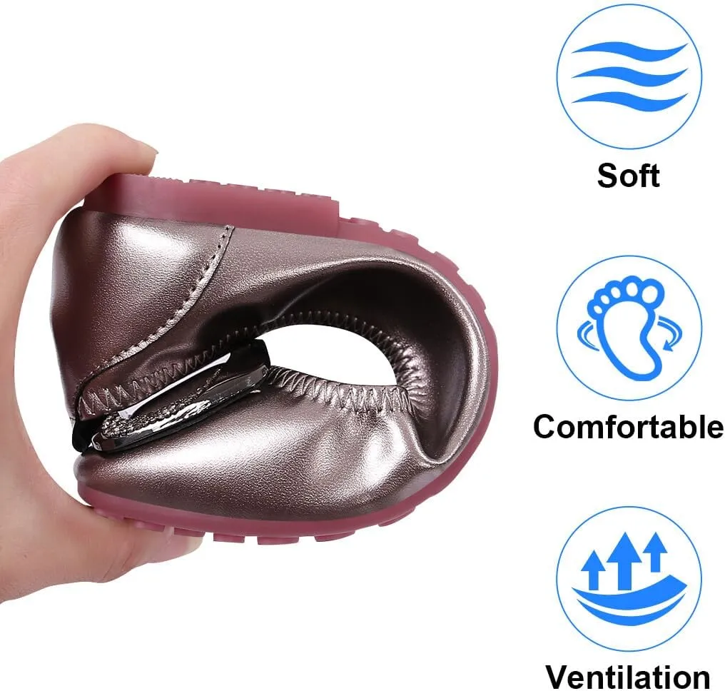 KUNWFNIX Women's Ballet Flats Crystal Wedding Ballerina Shoes Pointed Toe Pearl Diamond Low Heel Comfortable Dressy Work Business Dance Flats