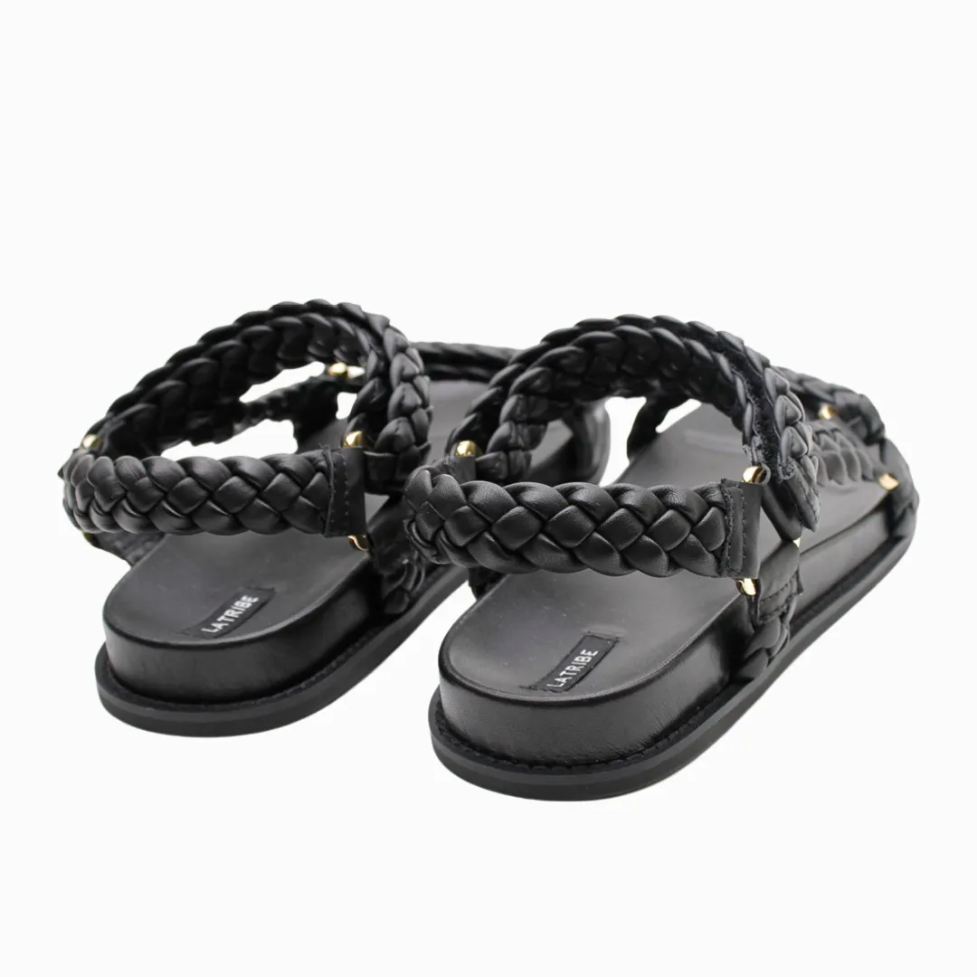 la tribe elke braided sandal black