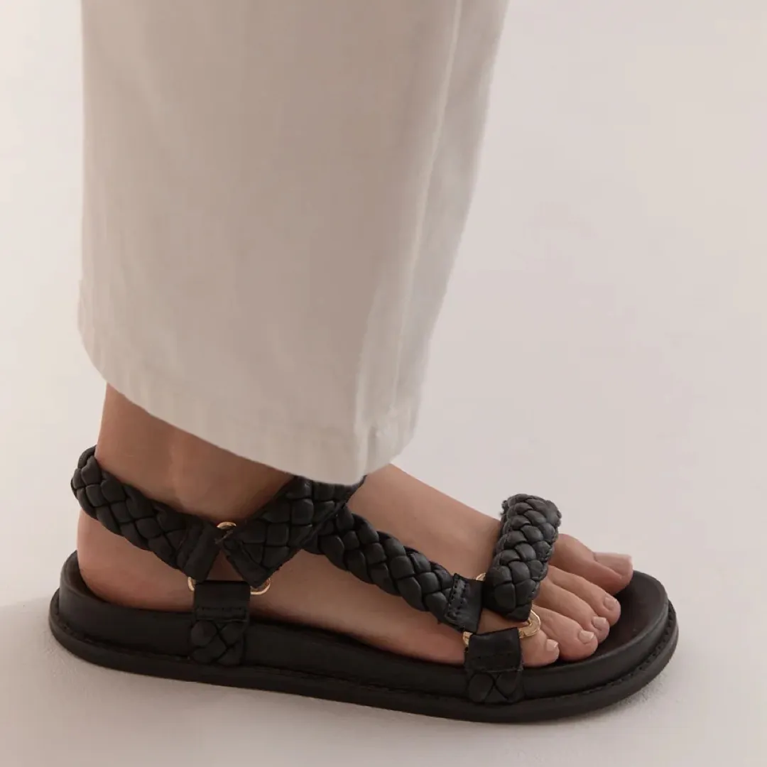 la tribe elke braided sandal black