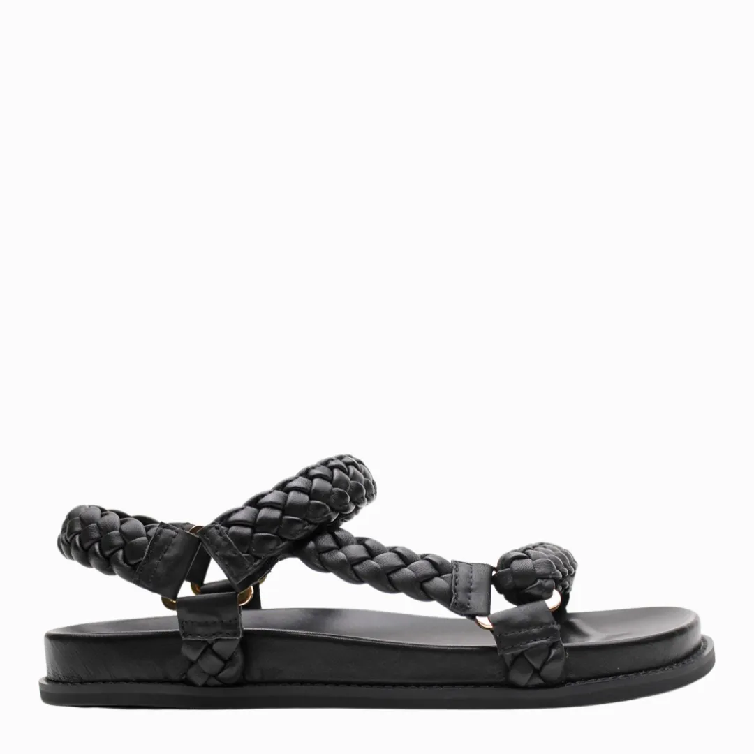 la tribe elke braided sandal black