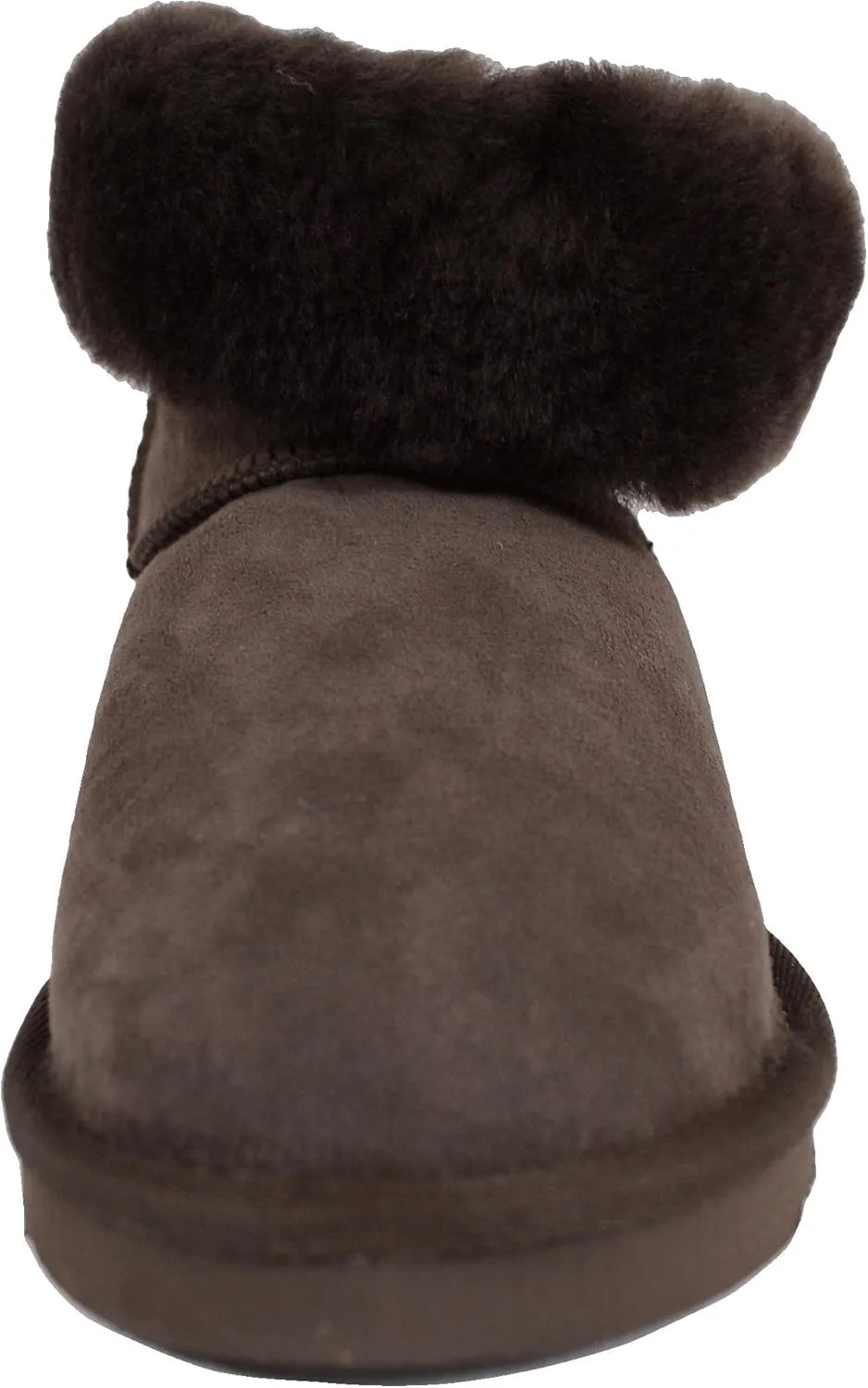 Ladies Genuine Sheepskin Lower Calf Roll Down Short Boot with Button Design