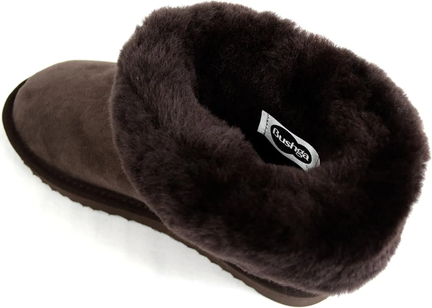 Ladies Genuine Sheepskin Lower Calf Roll Down Short Boot with Button Design