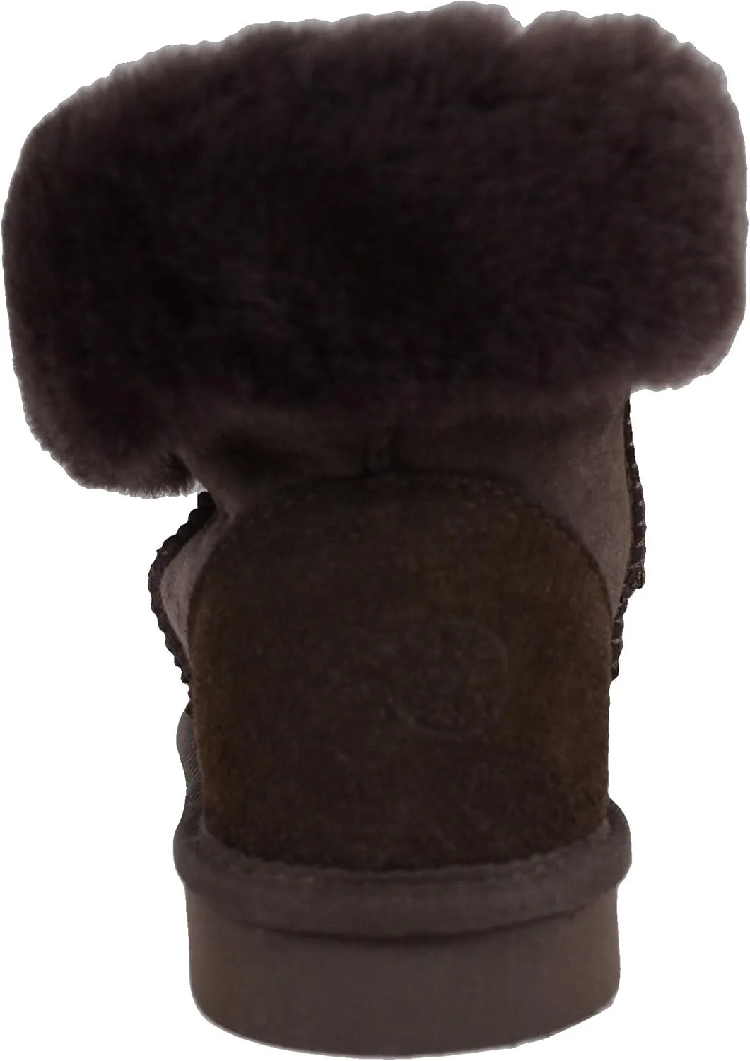 Ladies Genuine Sheepskin Lower Calf Roll Down Short Boot with Button Design