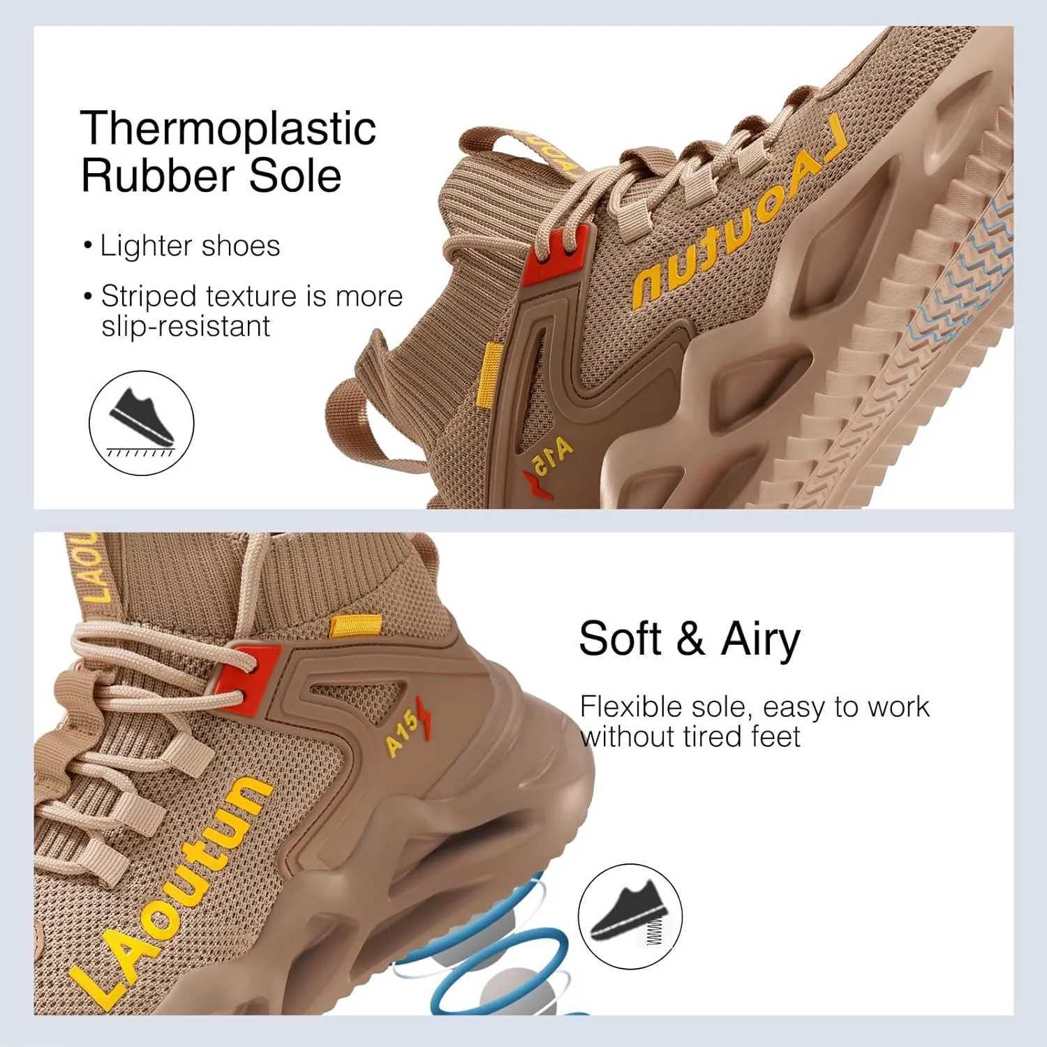 LAoutun Steel Toe Shoes for Men and Women Comfortable Lightweight Work Safety Shoes Puncture Proof Slip Resistant Indestructible Sneakers Construction Work Utility Sneakers