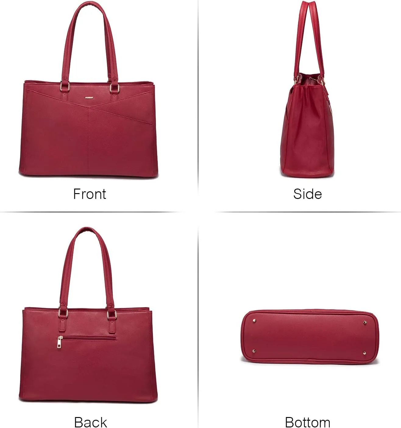 Laptop Tote Bag for Women 15.6 Inch Waterproof Leather Computer Bags Women Business Office Work Bag Briefcase Red