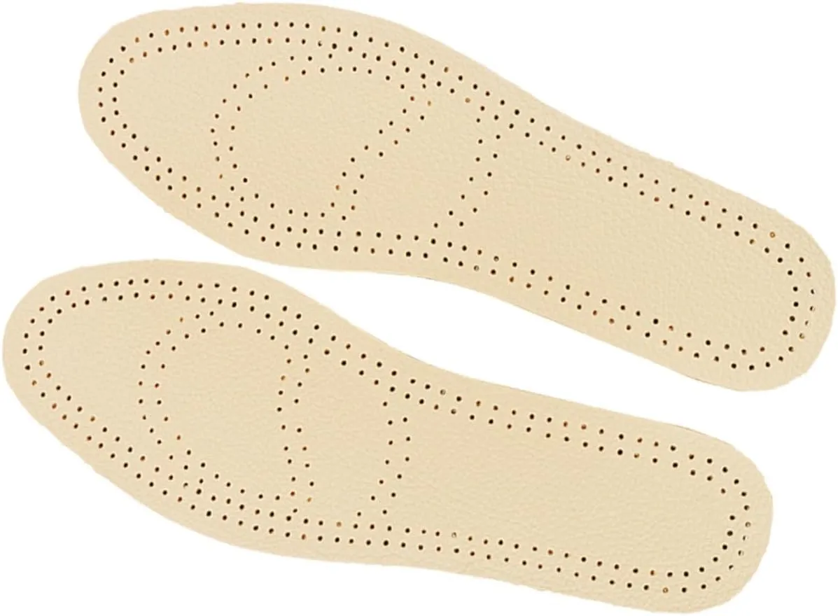 Leather Insoles Breathable Sports Shoe Pads 2 Pack Genuine Cowhide Size 39-41 for Men Women