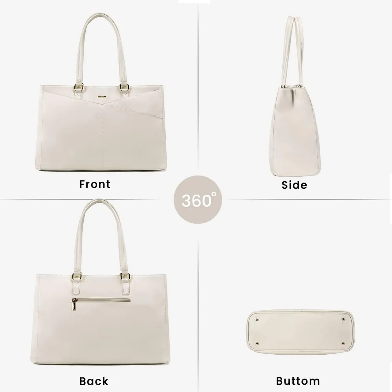 LOVEVOOK Laptop Bag for Women 15.6 Inch Tote Bags Waterproof Leather Briefcase Computer Women Business Office Work Bag,Beige