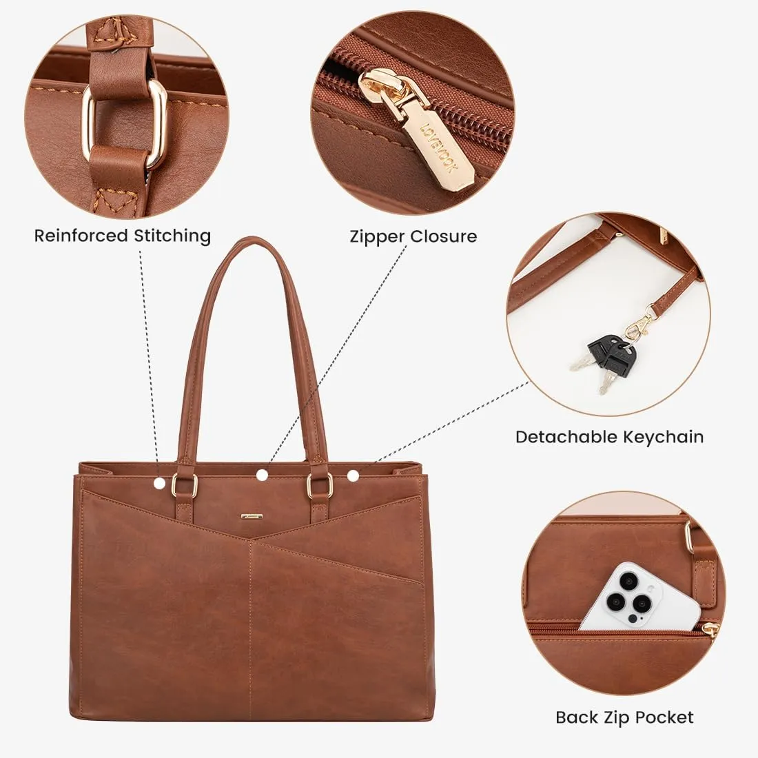 LOVEVOOK Laptop Tote Bag for Women, Office Work Bag Briefcase fit for 15.6 inch Laptop, Large Capacity Teacher Computer Bag Handbag