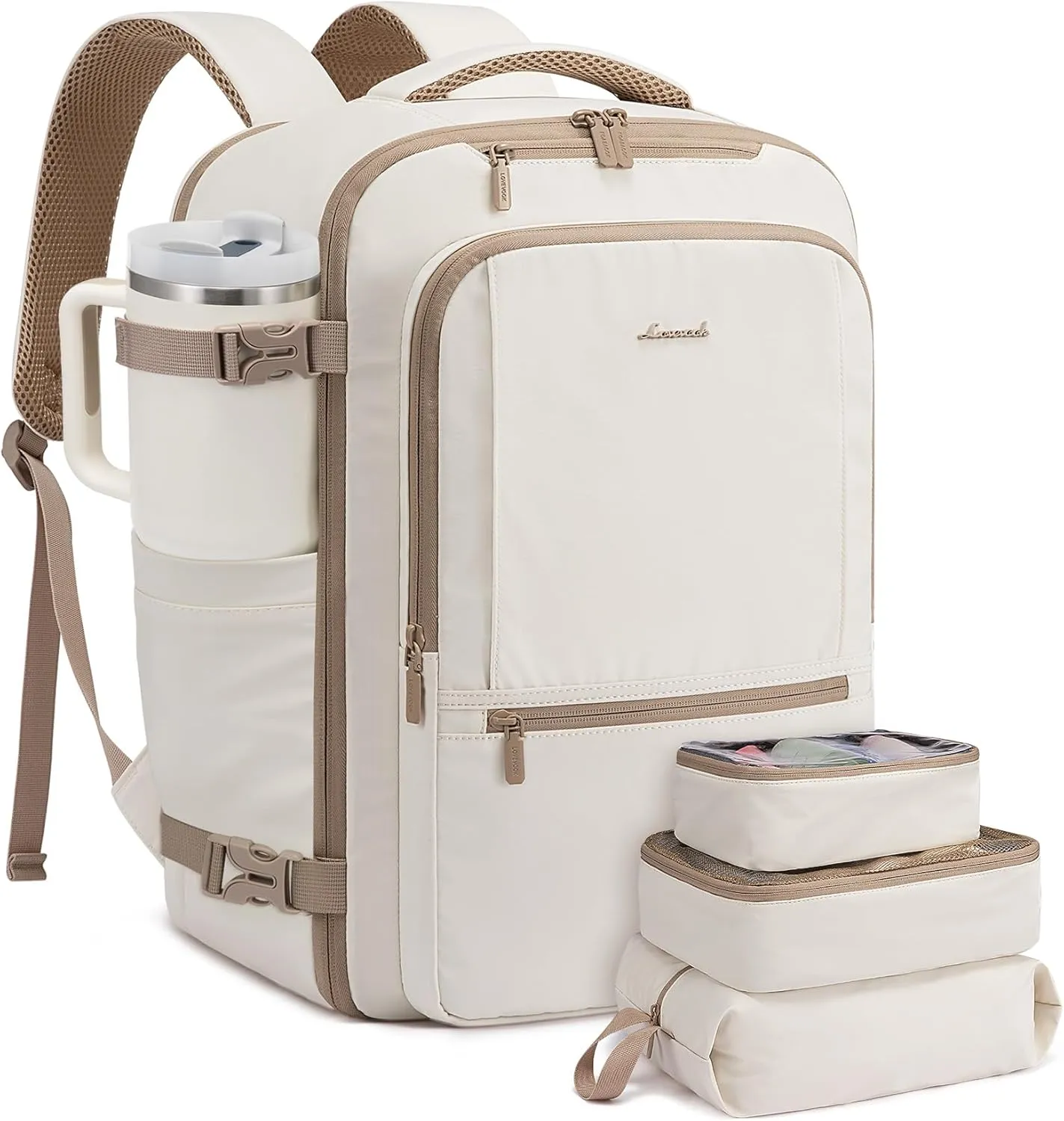 LOVEVOOK Travel Backpack for Women & Men, 40L Large Carry On Backpack Airline Approved, TSA Personal Item Weekender Bag, Water Resistant Laptop Backpack with 3 Packing Cubes for Travel Essentials