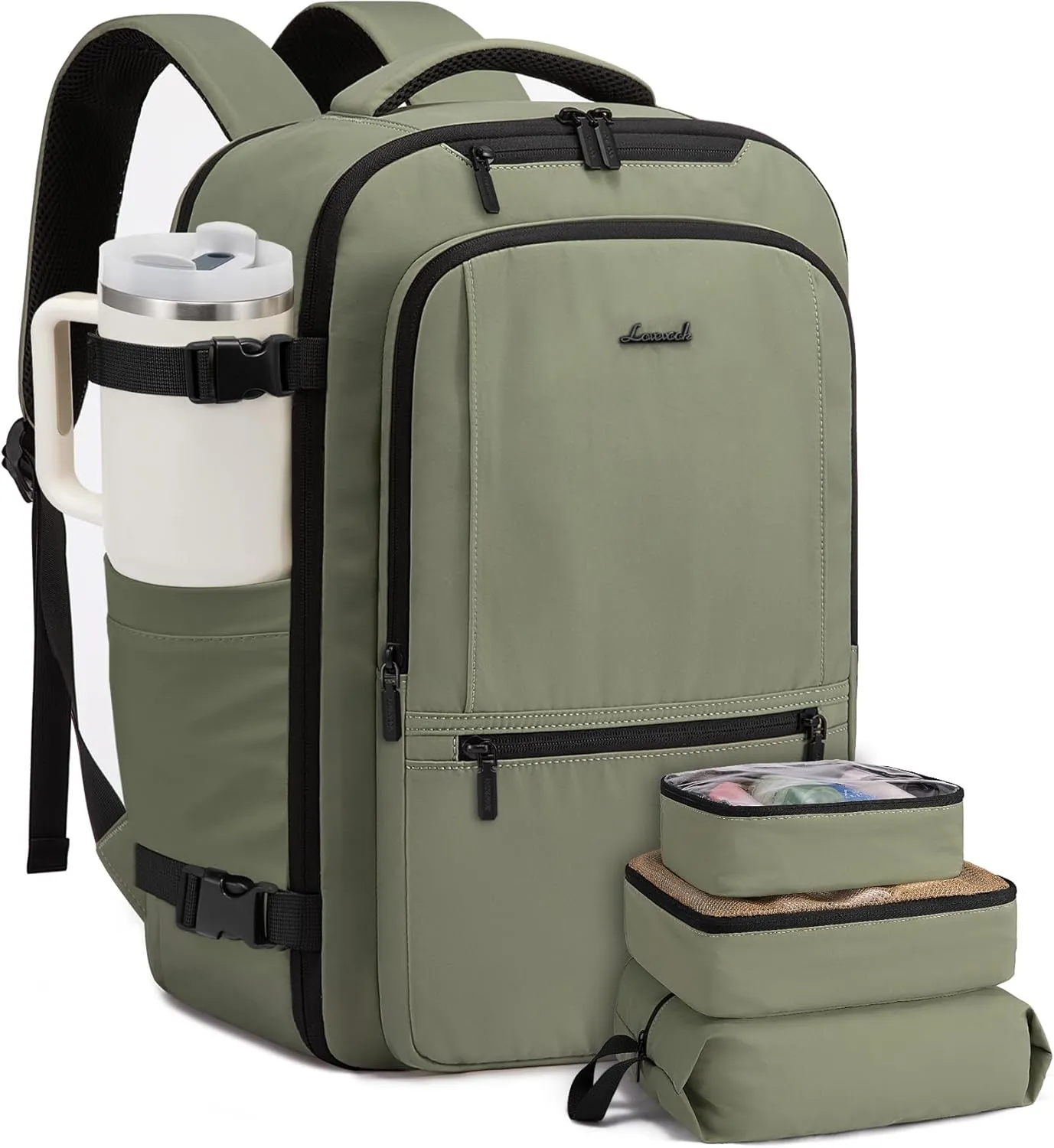 LOVEVOOK Travel Backpack for Women & Men, 50L Large Carry On Backpack Airline Approved, TSA Personal Item Weekender Bag, Water Resistant Laptop Backpack with 3 Packing Cubes for Travel Essentials