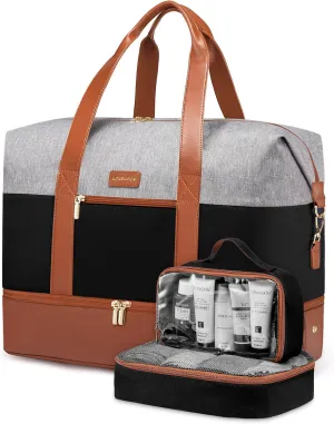 LOVEVOOK Weekender Bag, Large Travel Duffel Bag for Women with 2 Packing Cubes, Carry on Overnight Bag with Shoe Compartment, Mom Hospital Bags for Labor and Delivery