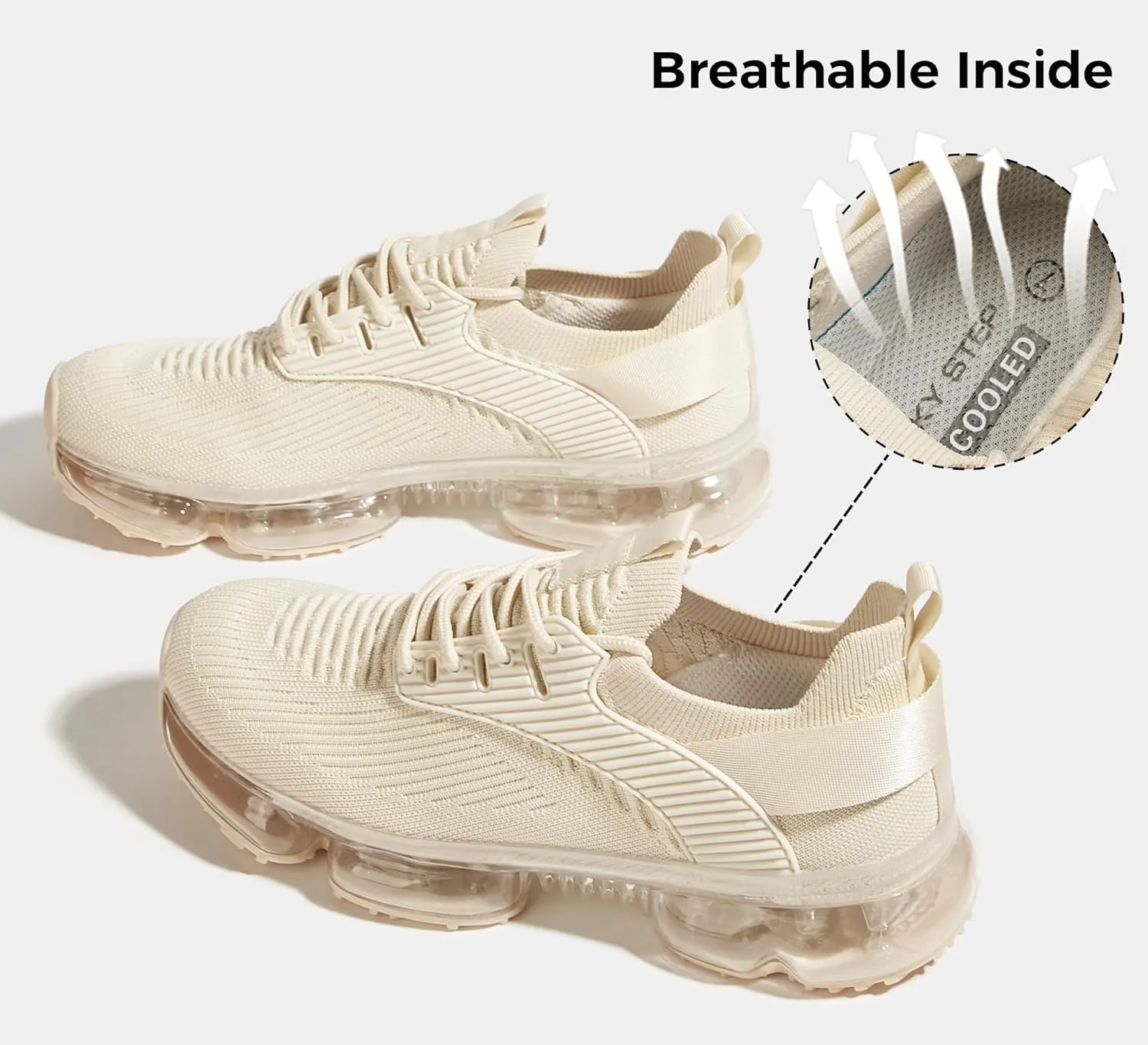 LUCKY STEP Women Air Cushion Fashion Sneakers Breathable Casual Comfortable Lightweight Walking Shoes