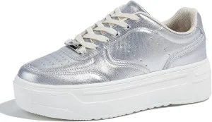 LUCKY STEP Women Platform Fashion Sneakers Chunky Faux Leather Thick Sole Comfortable Lightweight Casual Tennis Walking Shoes