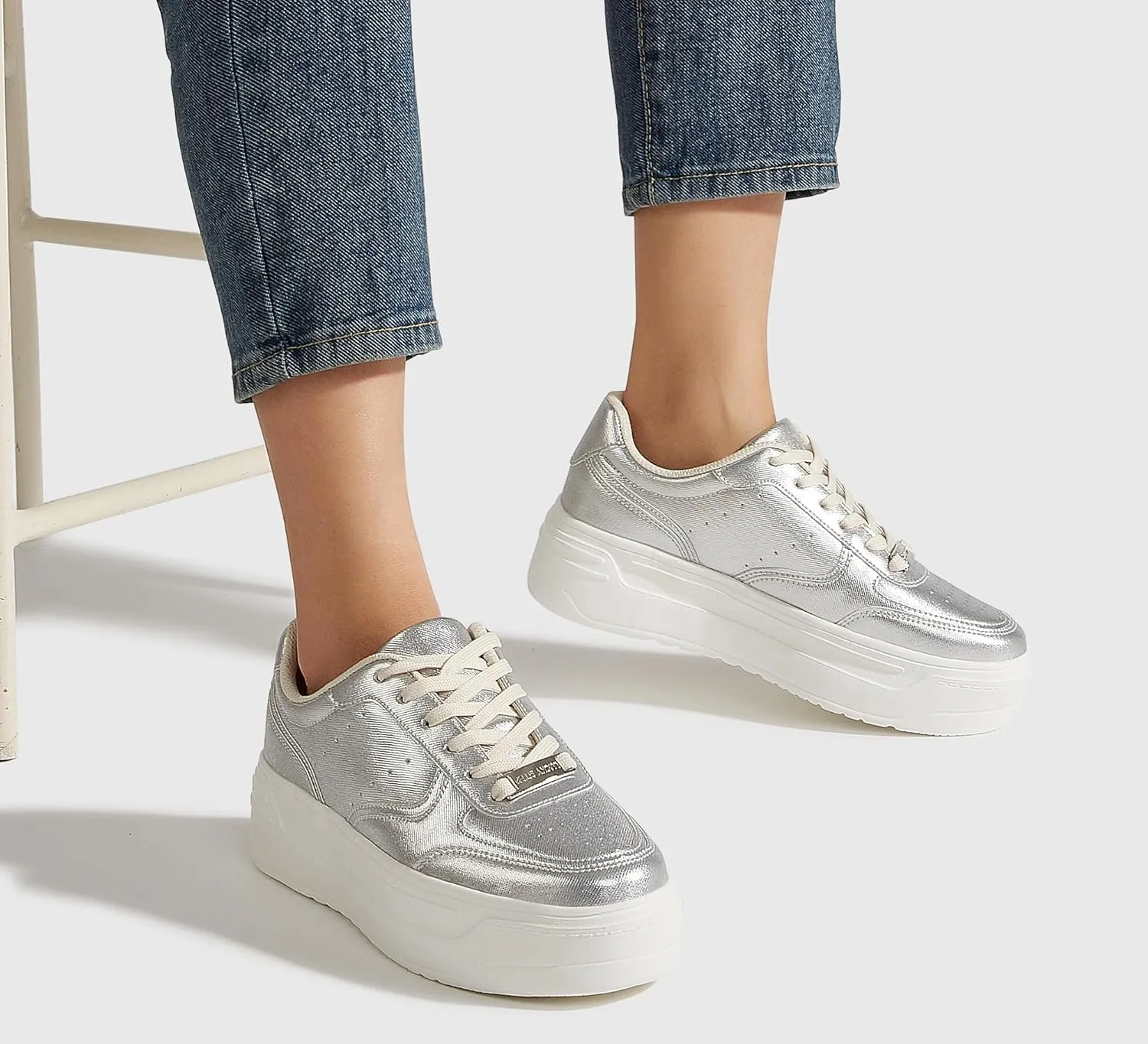 LUCKY STEP Women Platform Fashion Sneakers Chunky Faux Leather Thick Sole Comfortable Lightweight Casual Tennis Walking Shoes