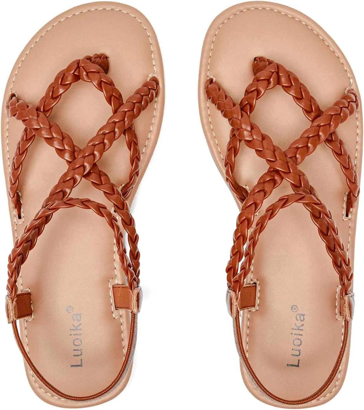 Luoika Women's Wide Width Flat Sandals, Flip Flop Casual Strapy Sandals Slip on Summer Beach Shoes for Women.