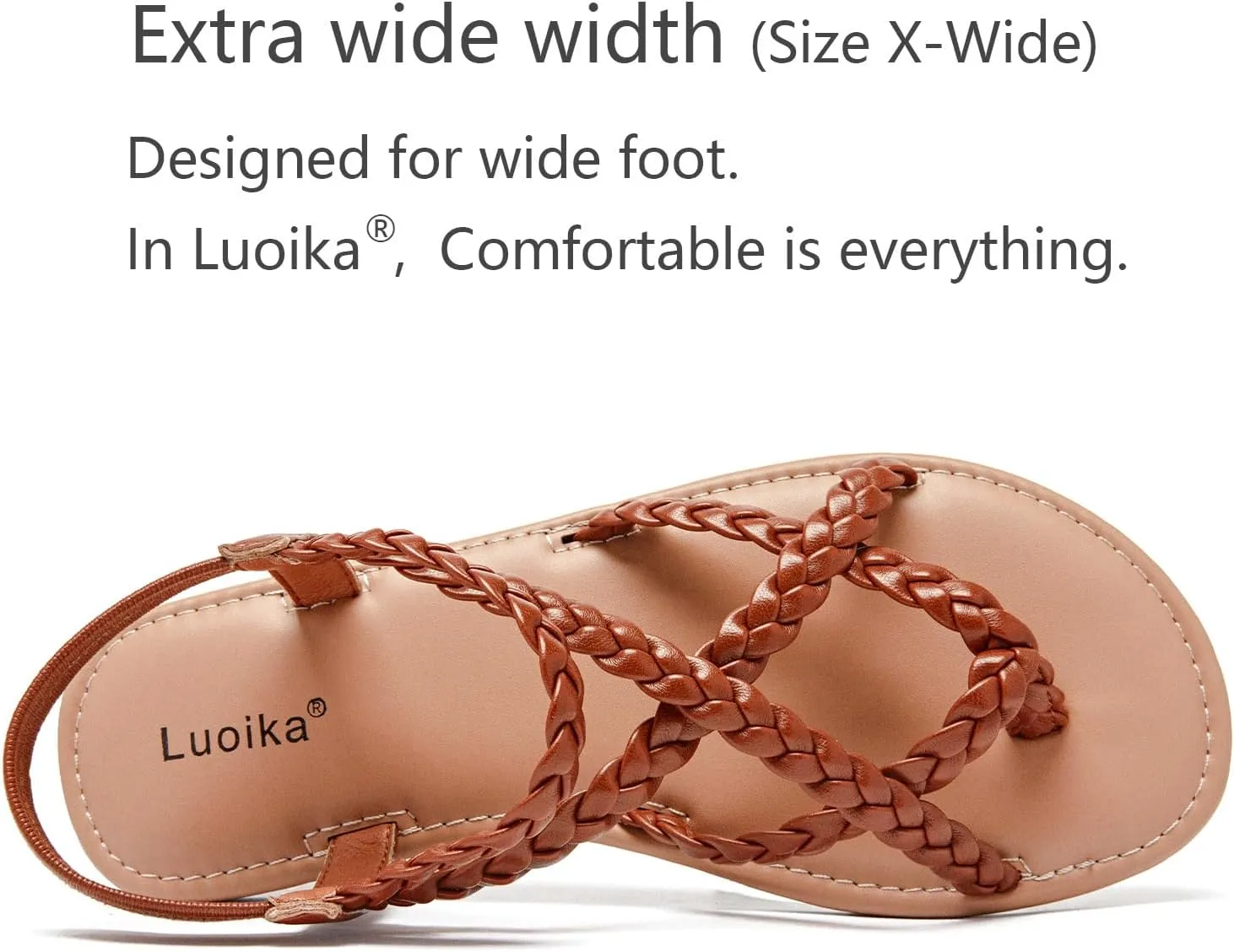 Luoika Women's Wide Width Flat Sandals, Flip Flop Casual Strapy Sandals Slip on Summer Beach Shoes for Women.