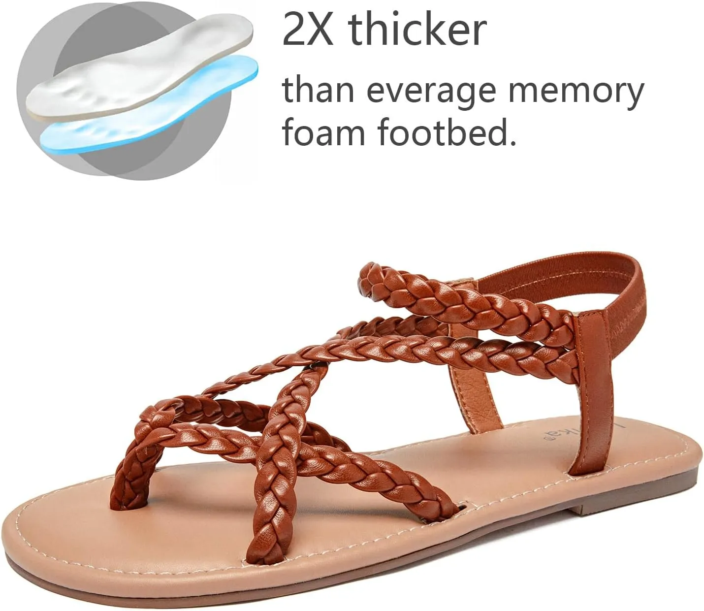 Luoika Women's Wide Width Flat Sandals, Flip Flop Casual Strapy Sandals Slip on Summer Beach Shoes for Women.