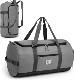 Lyweem 60L Duffle Bag for Men Travel Duffel Bag Large Size for Women Weekender Overnight with Shoes Compartment Multifunctional Gym Bags, Gray