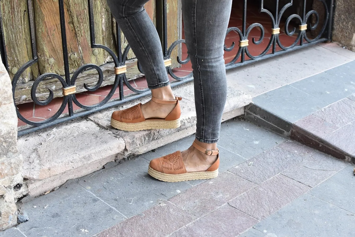 Macarena Collection Huarache Sandal Colorful Leather Mexican Style Color Tan 02
