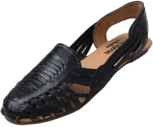 Macarena Collection Sandals women Huarache Sandal Colorful Leather Mexican Style Color Black 078