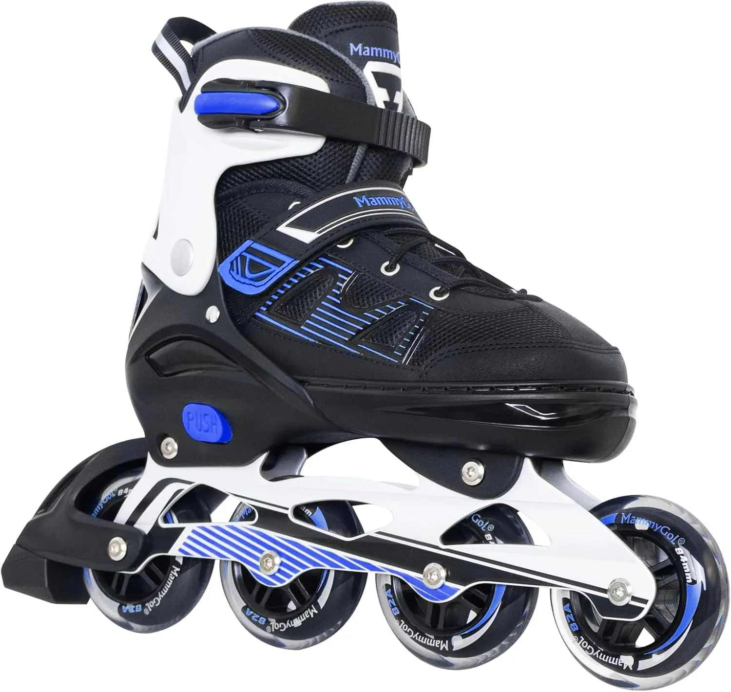 MammyGol Adult Inline Skates for Men Women, Blades Roller with Carbon Steel Bearings, TPR Brake, 3D Mesh, EVA Lining, PVC Upper | Adjustable Size for Better Fit for Skating Enthusiasts
